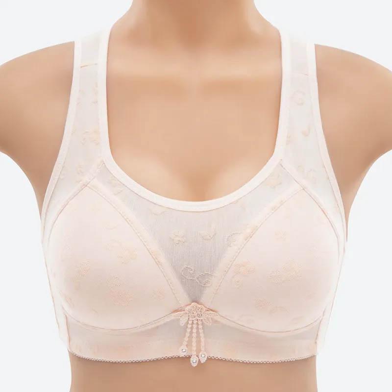 Cotton Vest Simple Natural Style No Steel Ring Thin Section Breathable Plus Size Full Cup Fashion Glossy Gathering Bra