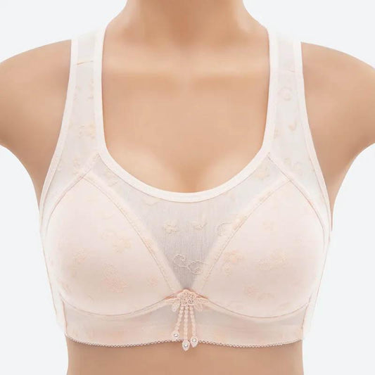 Cotton Vest Simple Natural Style No Steel Ring Thin Section Breathable Plus Size Full Cup Fashion Glossy Gathering Bra