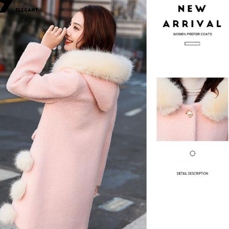 Fashion Women's Woolen Coat Popular Korean Imitation Mink Velvet Gold Mink Mid-length Coat