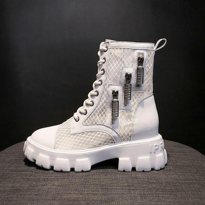 Summer Thin Women's Martin Boots Hollow Breathable Net Boots Women's Shoes with Skirt