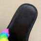 Fashion Slippers for Women Rainbow Fur Winter Slipper Luxury Designer Plus Size Cotton Slides Plat Non Slip Ladies Slipper