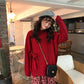 All-match Loose Autumn  Winter Twist Sweater Knit Sweater Casual Female Students Long-sleeved Design Sense Split