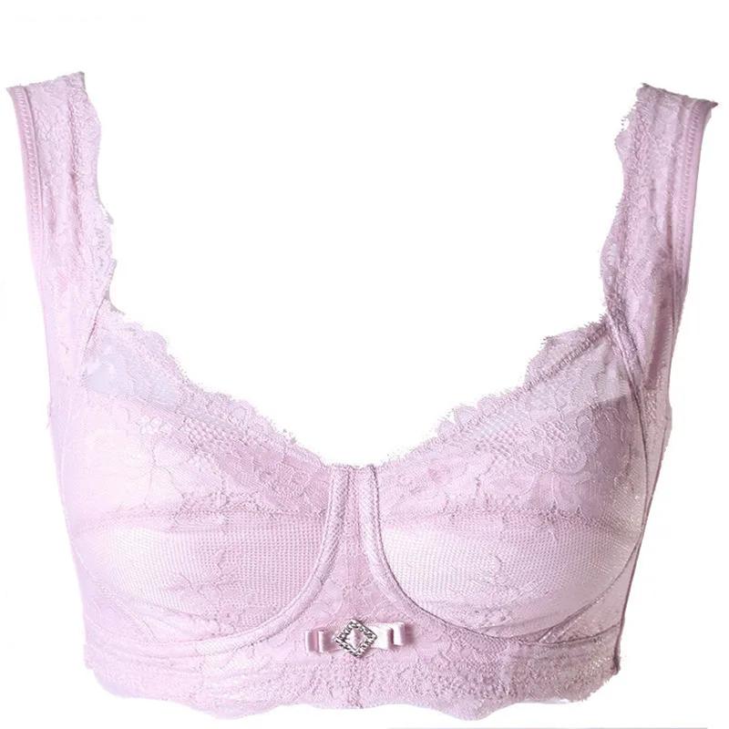 Ladies' Simple Non-steel Ring Bra Comfortable Thin Sleeping Circle Adjustable Underwear Sexy Lace Mesh Female Full Cup Brassiere Ultrathin Breathable