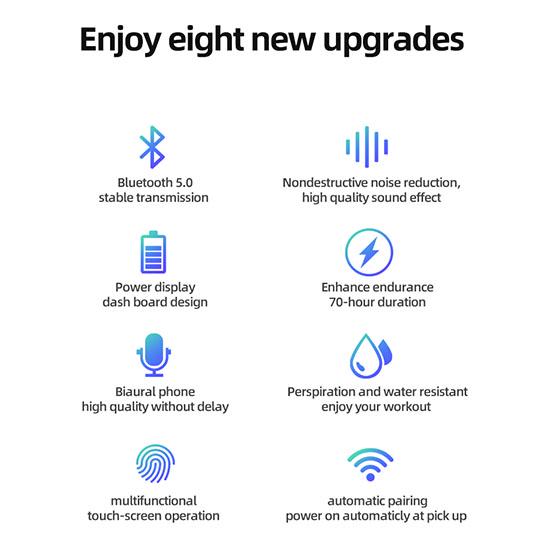 MINI Bluetooth Earphones V5.0 Stereo TWS Wireless Touch Earbud Sport Bass Headset LED Display