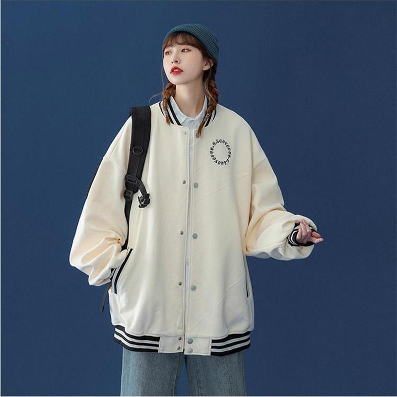 Spring and Autumn Loose Lazy Style Baseball Uniform All-match Jacket Plus Size Women's Jacket