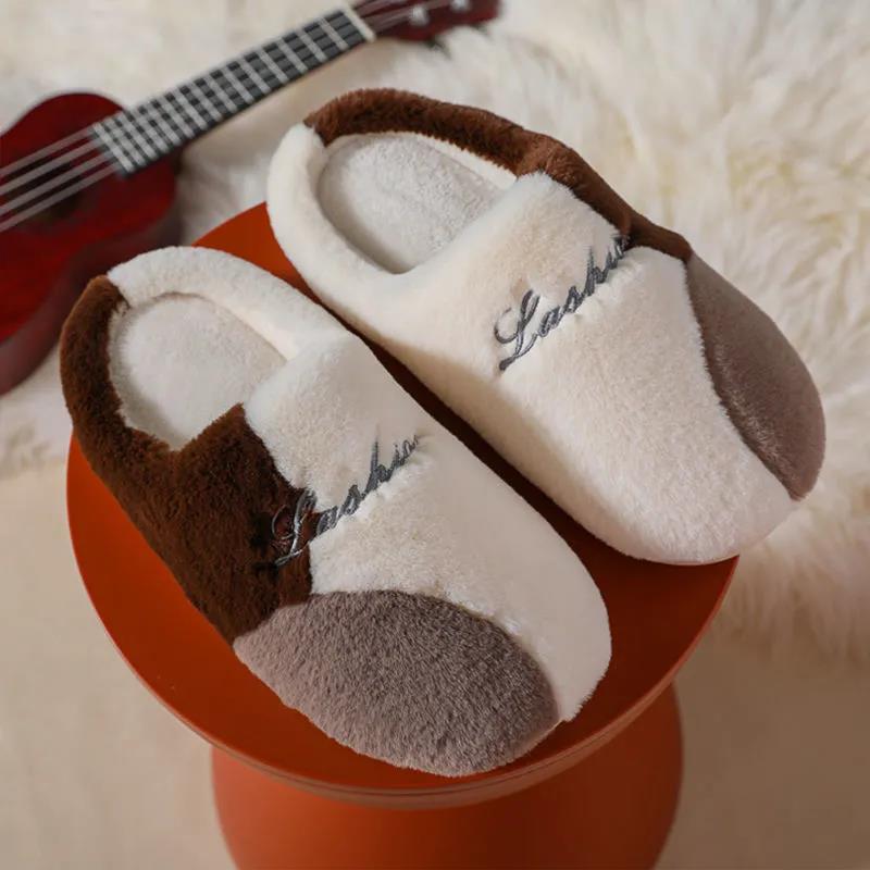 Fall/winter Men's and Women's Cotton Slippers Indoor Non-slip Warm Anti-fouling Flat Shoes A Must for Leisure Home