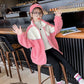 Girls' Jacket Autumn and Winter Clothes Korean Style Quilted Thick Warm Windproof Wool Sweater Top
