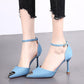 Spring  Autumn High Heels Stiletto Metal Pointed French Girl Sandals Stiletto All-match Single Shoes