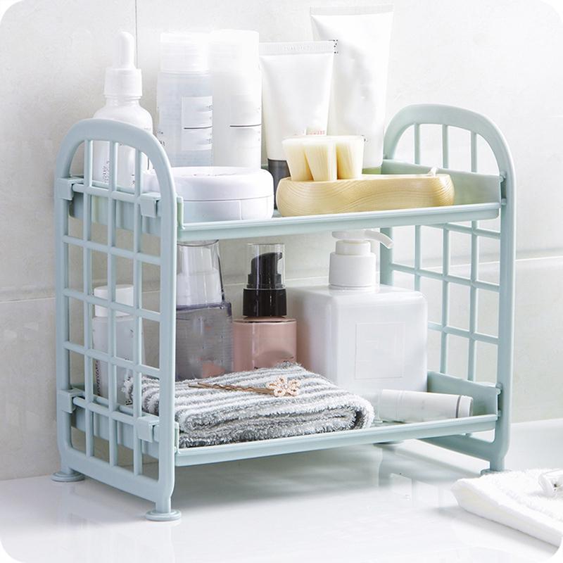 Multifunction Double Layer Storage Holder For Kitchen Bathroom Makeup Organizer Display Shelf