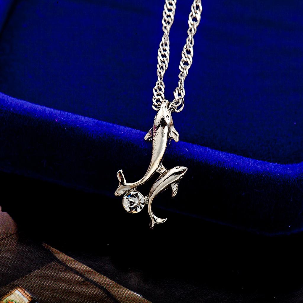 Fashion Joker Item Diamond Dolphin Necklace Clavicle Chain Jewelry