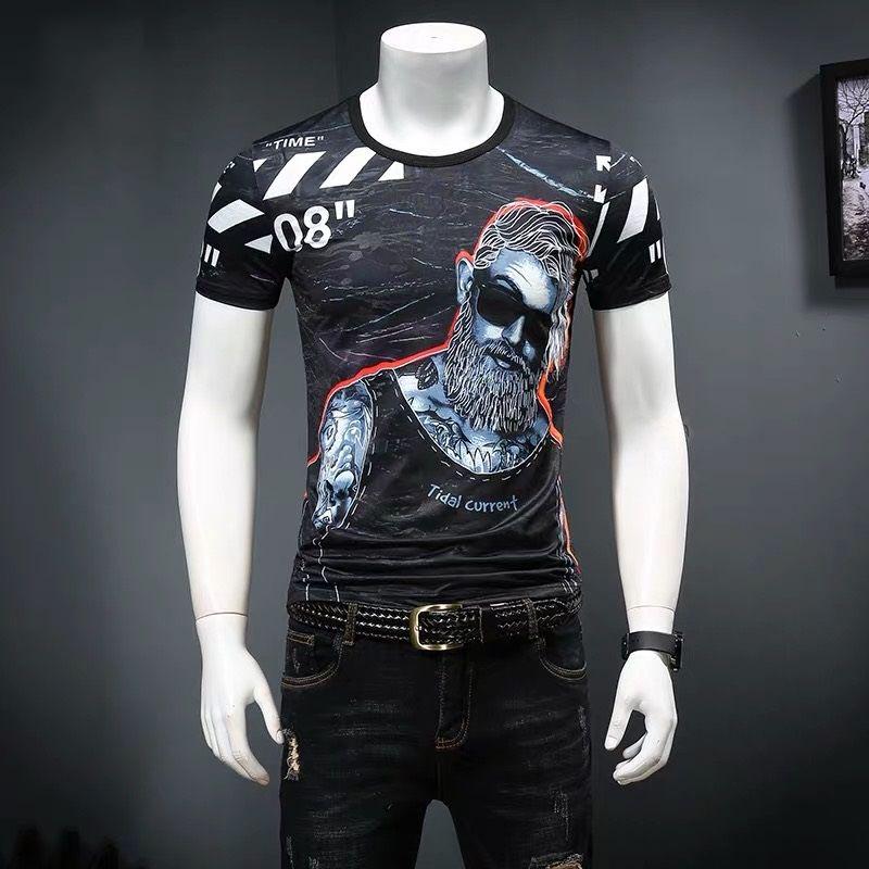 WTEMPO T-Shirt Men Shirt Summer Print Hip Hop T-Shirt Slim Casual Tops