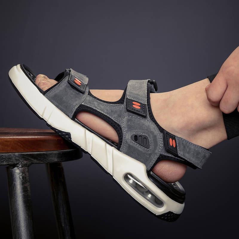 Summer Sandals Men's Leather Soft Bottom Breathable Casual Shoes Men's Cushion Cushioned Beach Shoes
