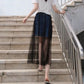 Women Skirts Summer Casual A-line Mesh Skirt Solid Color Long Skirts Elastic High Waist Skirt Loose Gauze Skirt