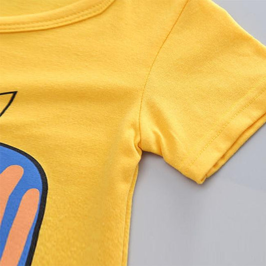 Children's Summer Short-sleeved Suit Boys and Girls Baby Cartoon Print Casual Shorts Two-piece Suit