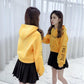 Gold Velvet Short Sweater Thickened Autumn and Winter All-match Blouse Embroidery Hooded Student Sweater Women