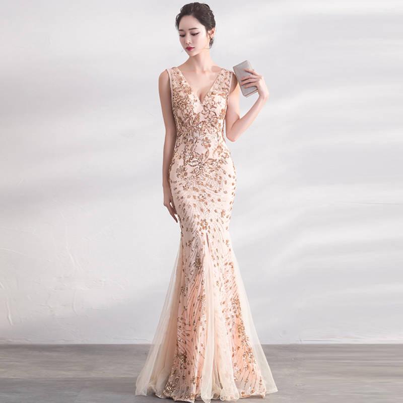 Evening Dress Banquet Noble Elegant Long Sexy Fishtail Toast Clothing Dinner Host Dress