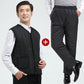 Winter Men's Casual Plus Velvet Pants Suit Solid Warm Vest Loose Large Size Casual Male Extra Thick Warm Cotton High Waist Straight Trousers Set