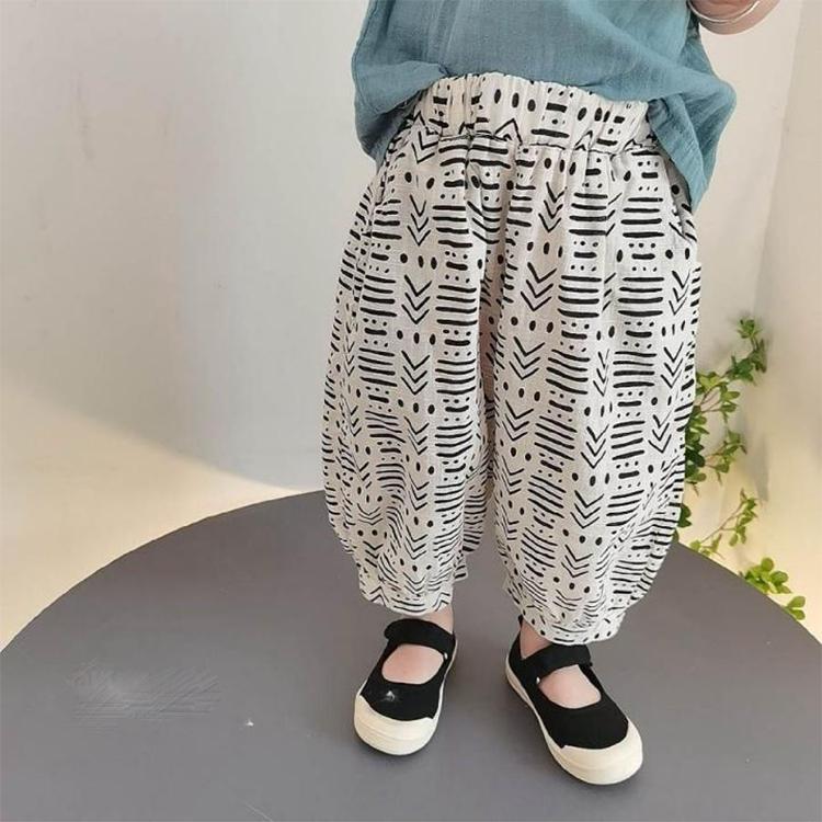Children's Pants Summer Girls and Boys Casual Printing Knickerbockers Pants  Waist Baby Anti-mosquito Casual Pants