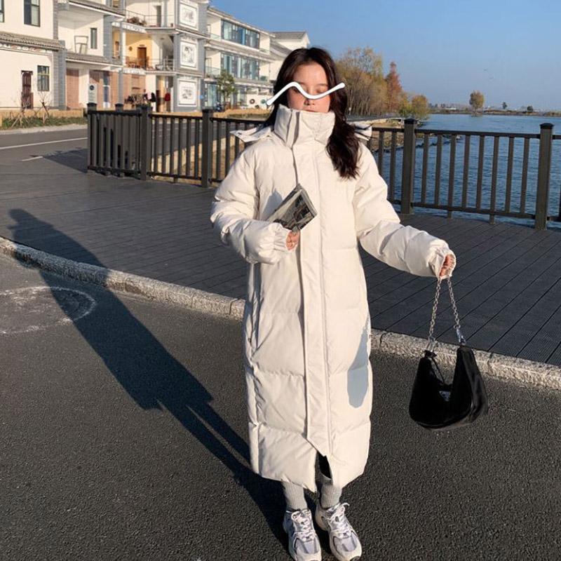 Down Jacket Winter Ladies Fashion Korean Thick Warmth Super Long Over-the-knee Plus Size Cotton Jacket