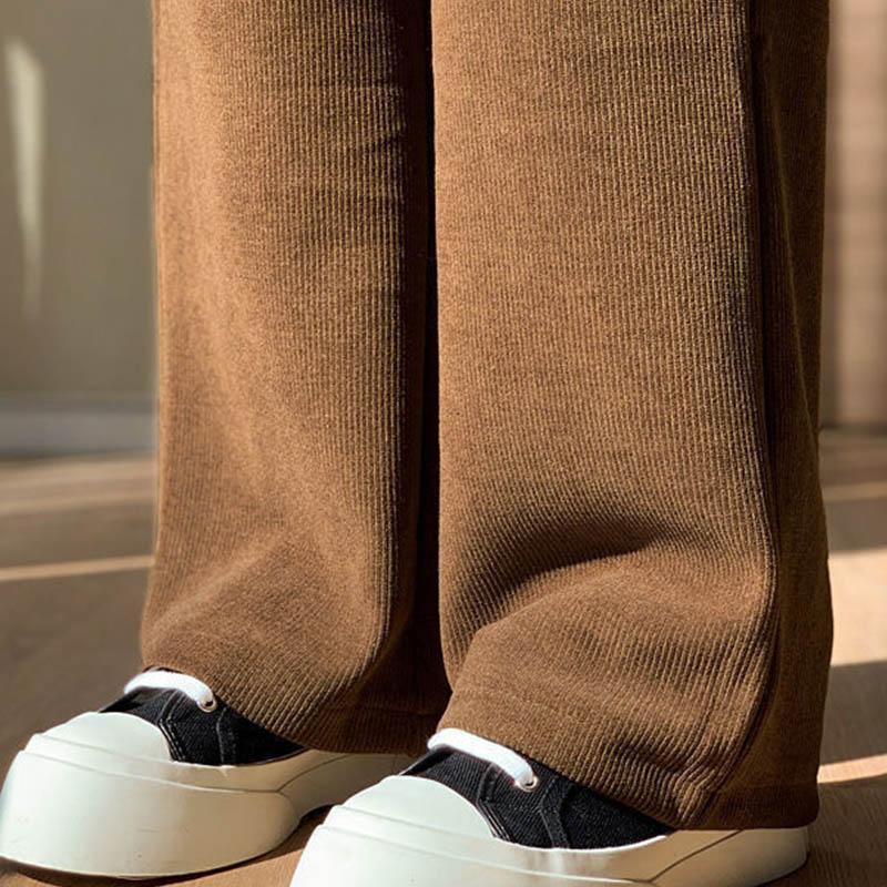 Fleece Pants Women's Wild Trend Loose Autumn and Winter High Waist Wide-leg Pants Plus Fleece Thick Straight-leg Casual Pants