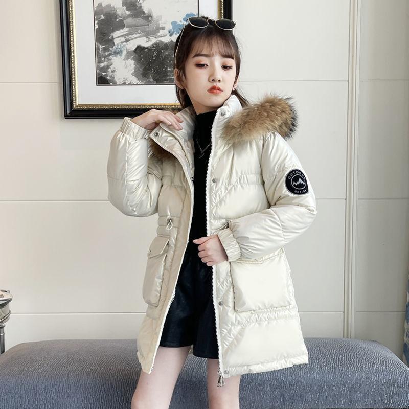 Girls Thick Warm and Wash-free Cotton Clothes Mid-length Warm Cotton Jacket