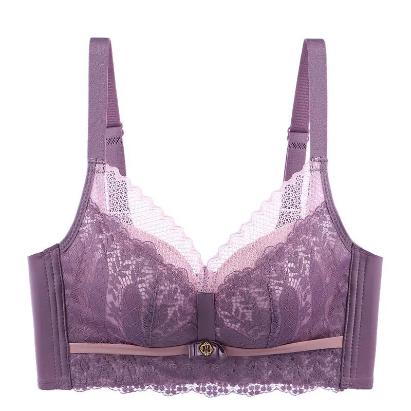 No Steel Ring Gathering Anti-sagging Upper Support Latex Cotton Breathable Lace Rear Four-row Buckles To Receive Auxiliary Breast Adjustable Bra