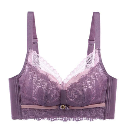 No Steel Ring Gathering Anti-sagging Upper Support Latex Cotton Breathable Lace Rear Four-row Buckles To Receive Auxiliary Breast Adjustable Bra