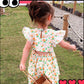 Girl's Back Hollow Out Dress Orange Skirt Children's Sleeveless Skirt Button Korean Baby Broken Flower Princess Skirt