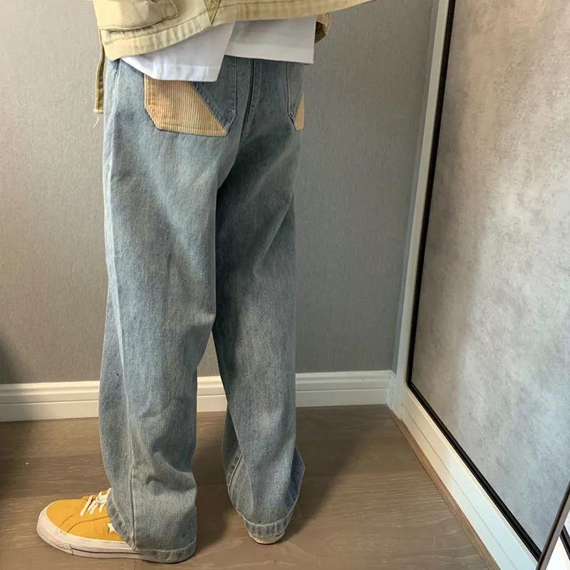 Retro Hip-hop Loose Jeans Men's Straight Wide-leg High Street Mopping Trousers