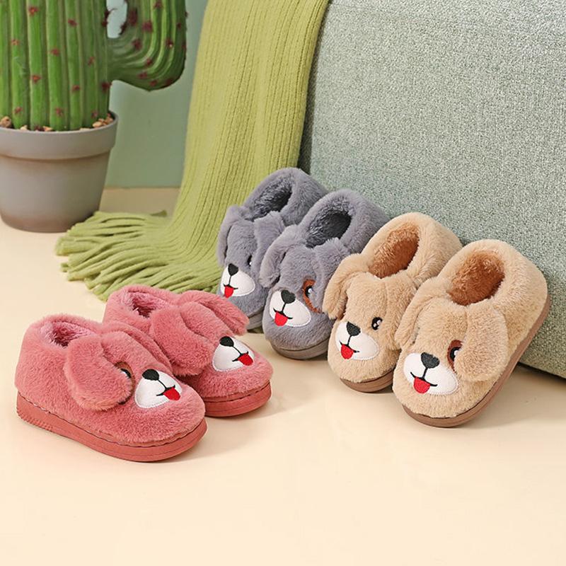 Children's Cotton Slippers Bag with Non-slip Soft Bottom for Primary School Students To Keep Warm In Winter Cartoon Cute Cotton Slippers