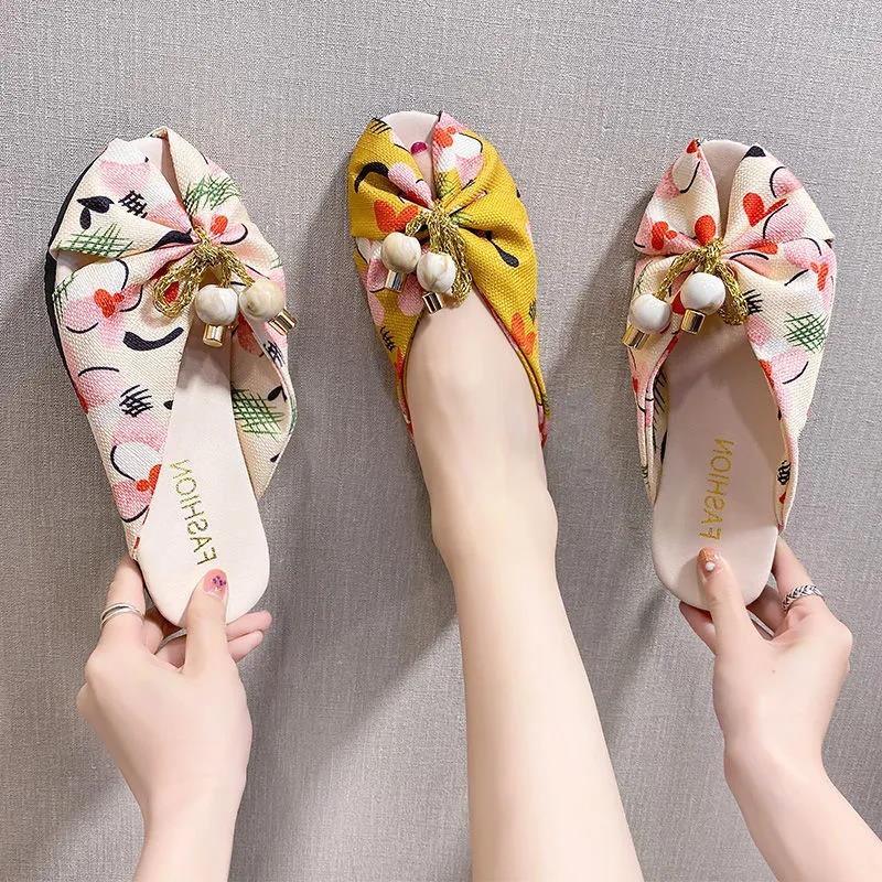 Niche Design Sense Fish Mouth Sandals and Slippers Female Outer Wear Summer Fairy Style Half-baotou Lazy Slippers