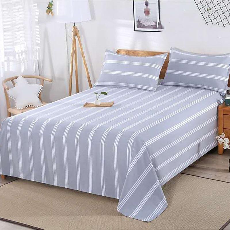 Bedding Three-piece Set Pure Cotton One-piece Bed Sheet Two Pillowcases Four Seasons Universal Naked Sleep Thick Cotton Washable