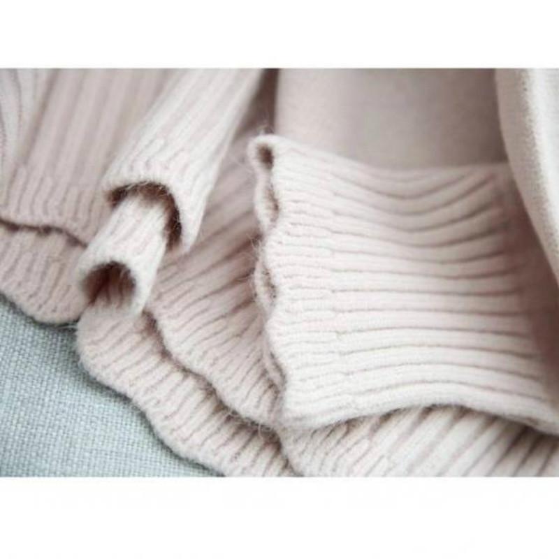 Autumn and Winter Sweater Women's Hedging Loose Solid Color Petal Collar Base Sweater
