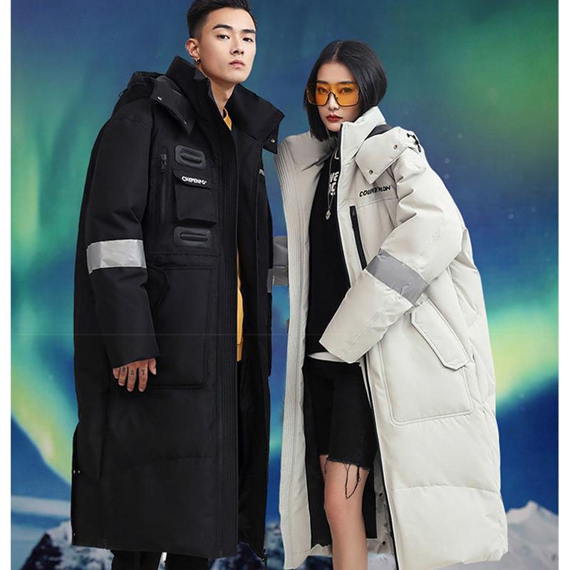 Over-the-knee Long Down Jacket Winter Men's and Women's Mid-length Tooling Thickened Korean Version Couple Decoration Body Coat Slim Coat