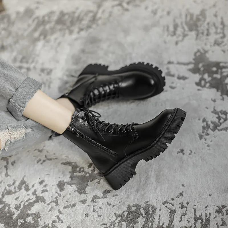Martin Boots Women's Autumn Winter Short Boots British Style College Style Korean Style All-match Single Boots