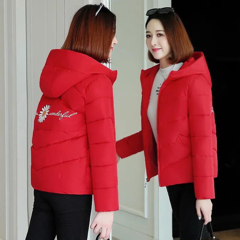 Winter Short Women's Down Jacket Fashion Loose Thick Padded Jacket Printed Hooded Down Jacket