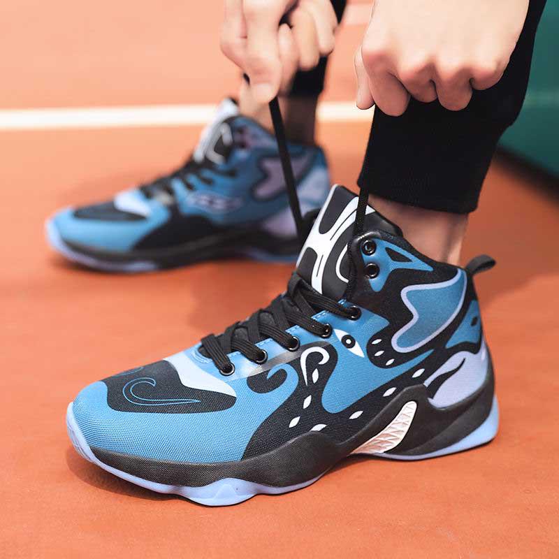 38-44 Men Mesh Sneakers Wear-resistant Basketball Shoes Deodorant Comfortable High-top Running Shoes