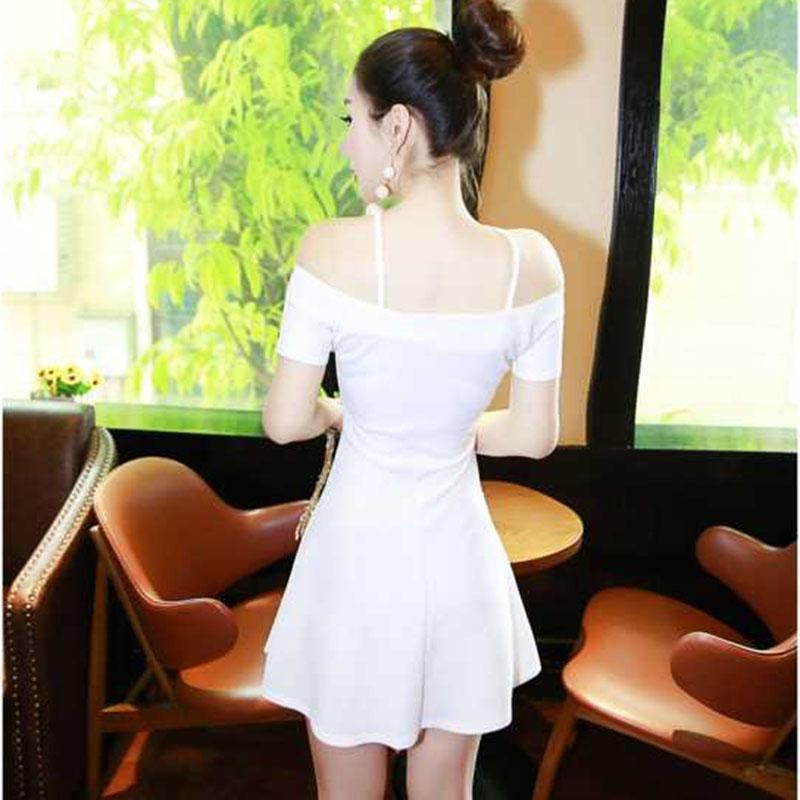 Summer Halter Strap Dress Slim Sexy Slash Neck Off Shoulder Dress Short Sleeve Dress