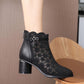 Sandals Women's Mesh Cool Boots All-match Hollow Rhinestone Breathable Thick-heeled Ankle Boots Women's Black High-heeled Boots