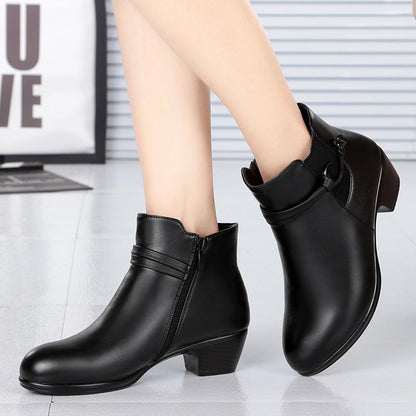 Winter Warm and Velvet Cotton Boots Middle-aged and Elderly Women's Boots Flat Non-slip Large Size Short Boots