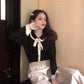 Knitwear Autumn and Winter New Female Foreign Body Slim Slimming Wooden Ear Long-sleeved Shirt