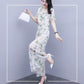 Women's Summer Suit Chiffon Printed Blouse Wide Leg Pants Thin Two-piece Suit Female Chiffon Suit Elegant Sweet and Cute