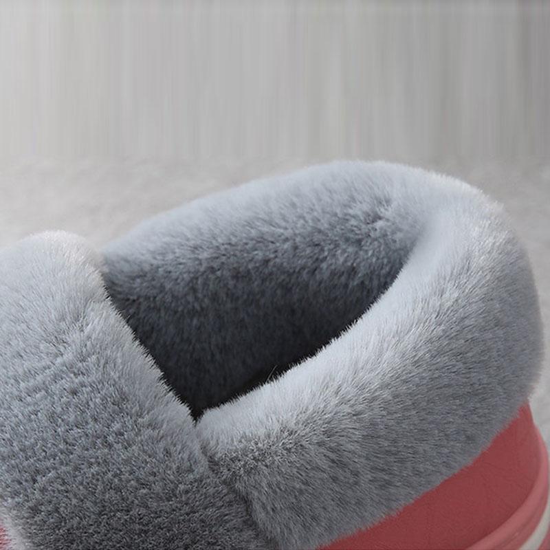 Bag Heel PU Leather Waterproof Winter Cotton Slippers Women's Indoor Household Non-slip Home Warm Cotton Shoes