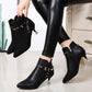Autumn Winter Thick with High-heeled Ankle Boots Women Plus Velvet Pointed Short Boots Martin Boots