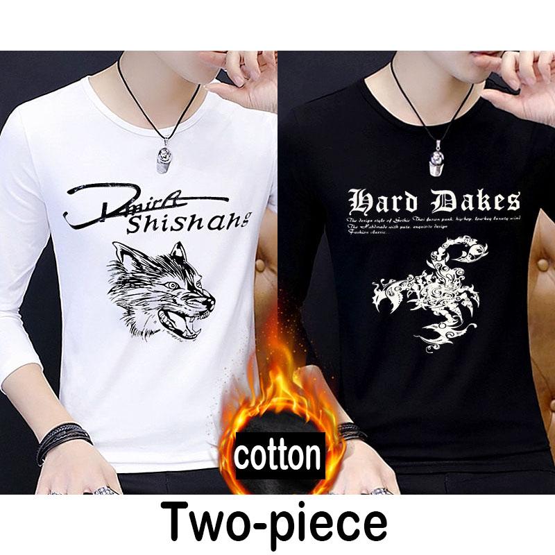 Men's T-shirt long-sleeved T-shirt men's autumn and winter warm sweater trend wild clothing tops