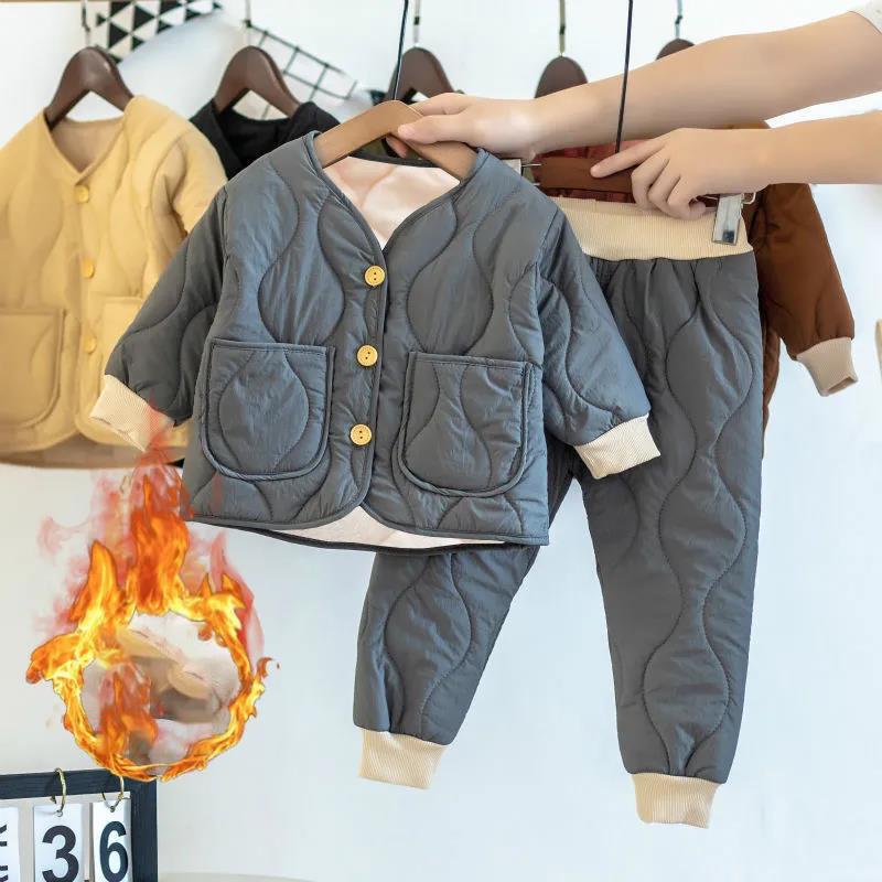 Autumn and Winter Children's Cotton Clothing Suits for Men and Women Baby Cotton-padded Trousers Home Outdoor Two-piece Vest Clothing