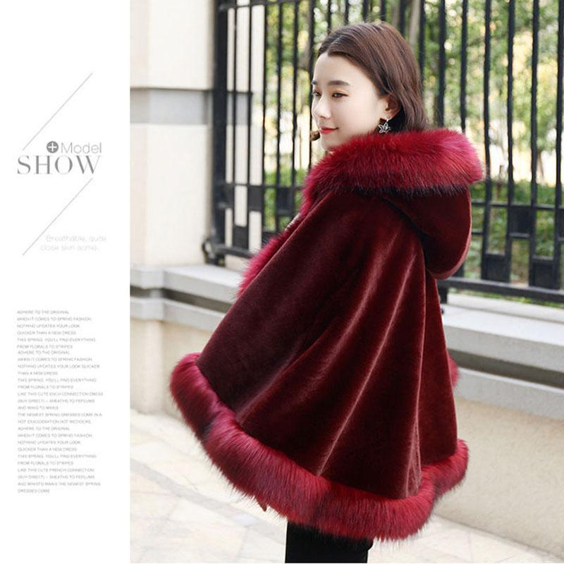 Plush Fleece Jacket Female Water Lamb Wool Short Slim Slimming Fur Shawl Cloak Autumn and Winter Fashion