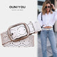 Women's Hollow Pin Buckle Leather Belt Casual Pants Belt Student Fashion Cowhide Belt Women's White Belt Black Waist Belts