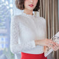 Fashion Trend Ladies Lace Sweater Autumn and Winter Slim Sexy Plus Velvet Thick Warm Blouse