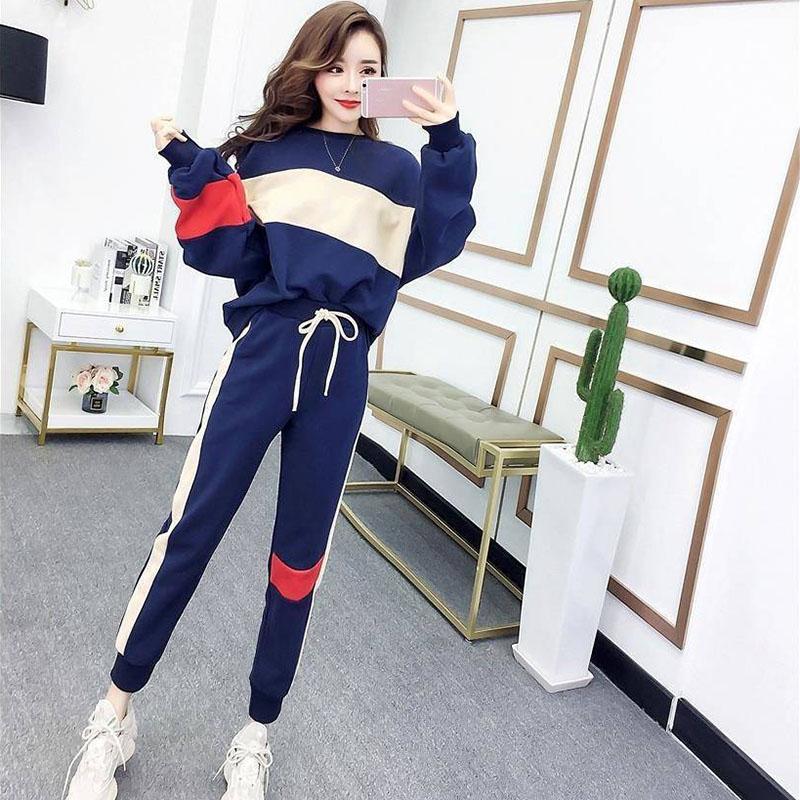 2pcs/set Casual Tracksuit Two Piece Set Women Tops and Pants Outfits Women Sweatpants Set Women Pullover